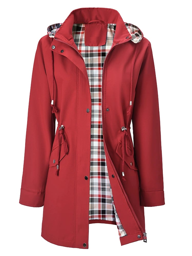 Bryony - Hooded Check-Lined Rain Jacket