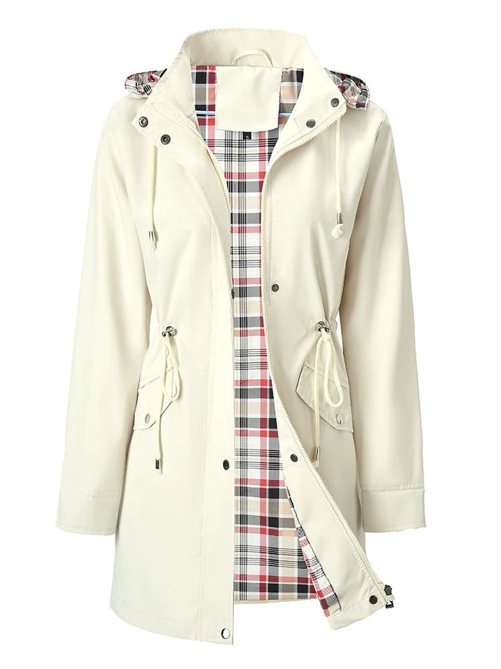 Hazel - Hooded Check-Lined Rain Jacket