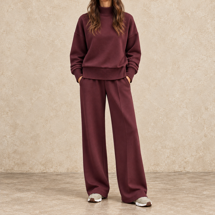 Clizia | Set with Funnel Neck and Wide Pants