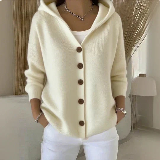 Merel | Knitted cardigan with hood and buttons