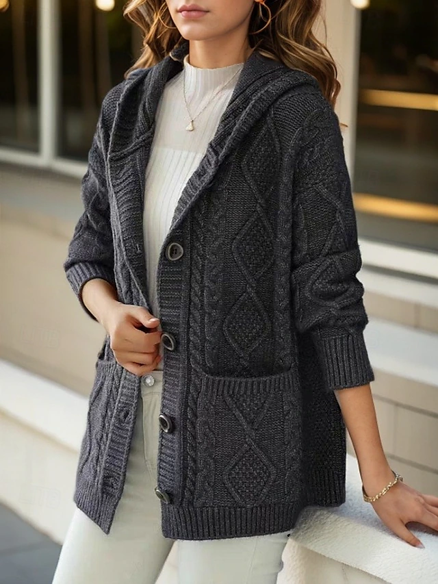 Lina™ - Elegant Diamond Knit Cardigan