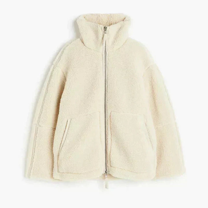 CORA | Oversized teddy jacket with high collar