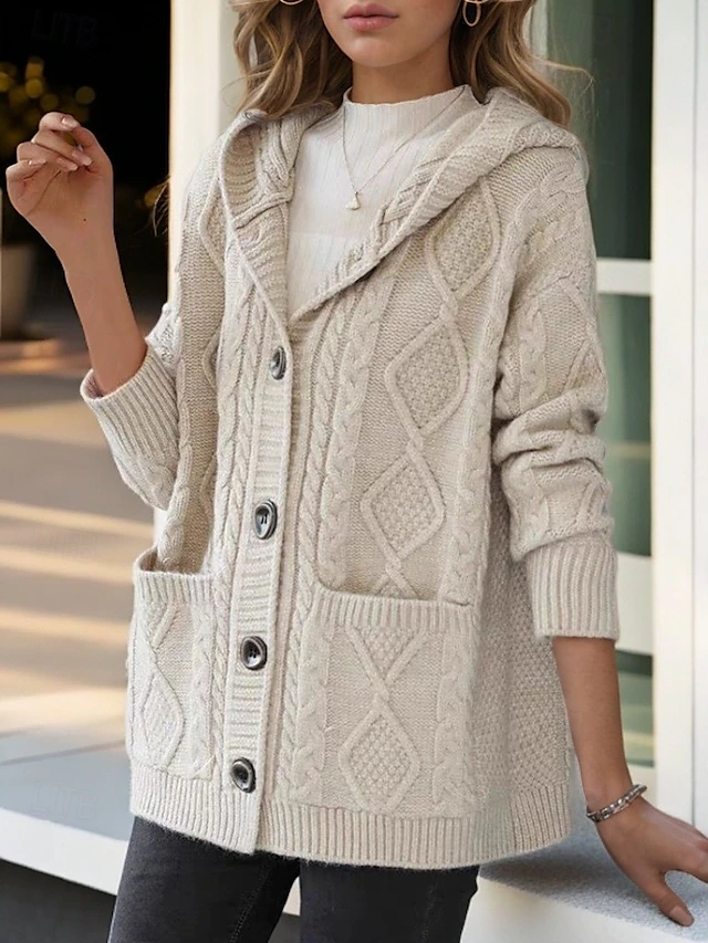 Lina™ - Elegant Diamond Knit Cardigan