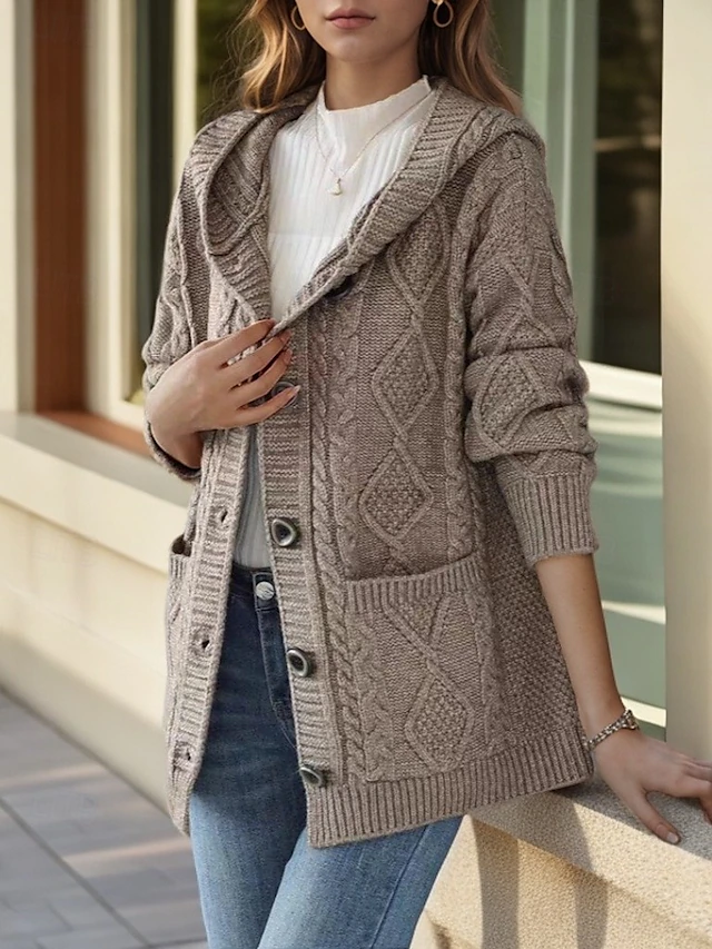 Lina™ - Elegant Diamond Knit Cardigan