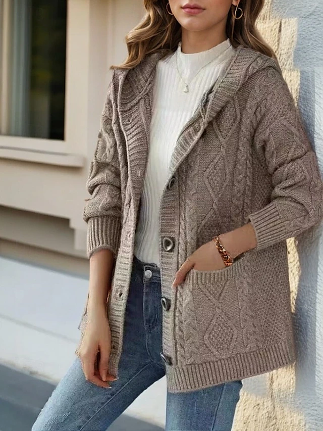 Lina™ - Elegant Diamond Knit Cardigan