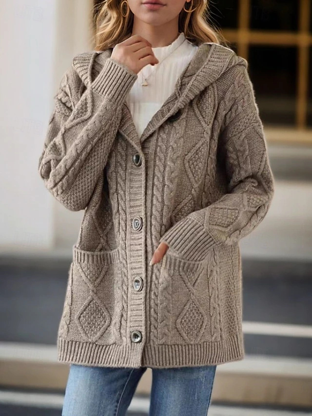 Lina™ - Elegant Diamond Knit Cardigan
