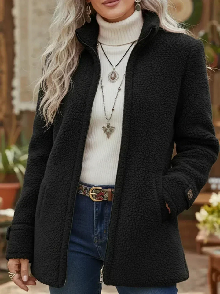 Hazel - Textured Fleece Zip-Up Jacket