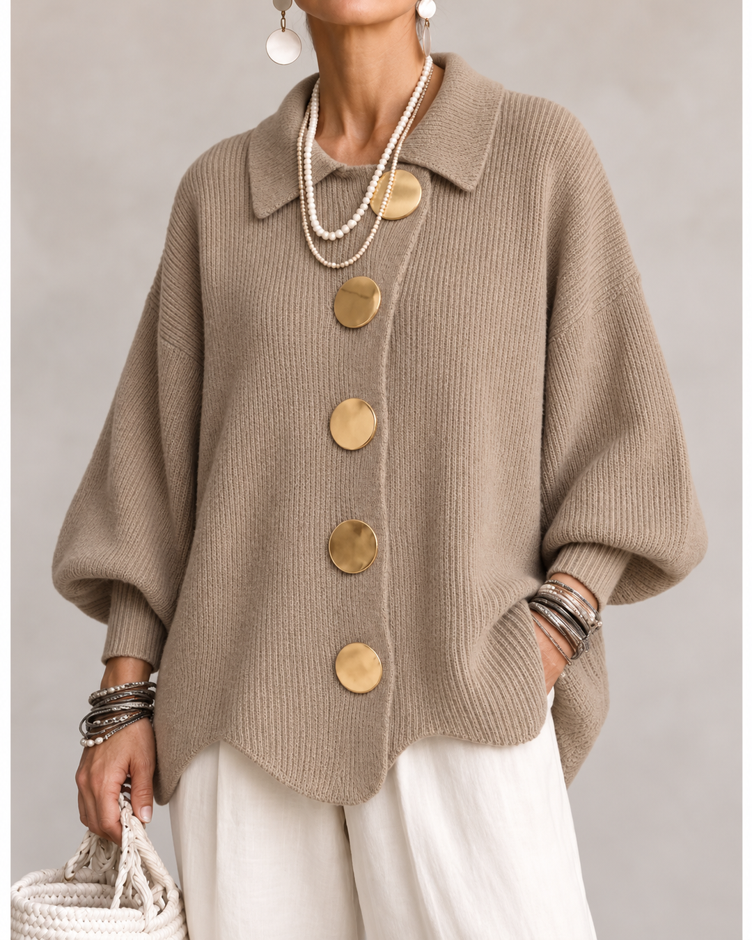 Ardelle™ | Oversized Cardigan with Collar