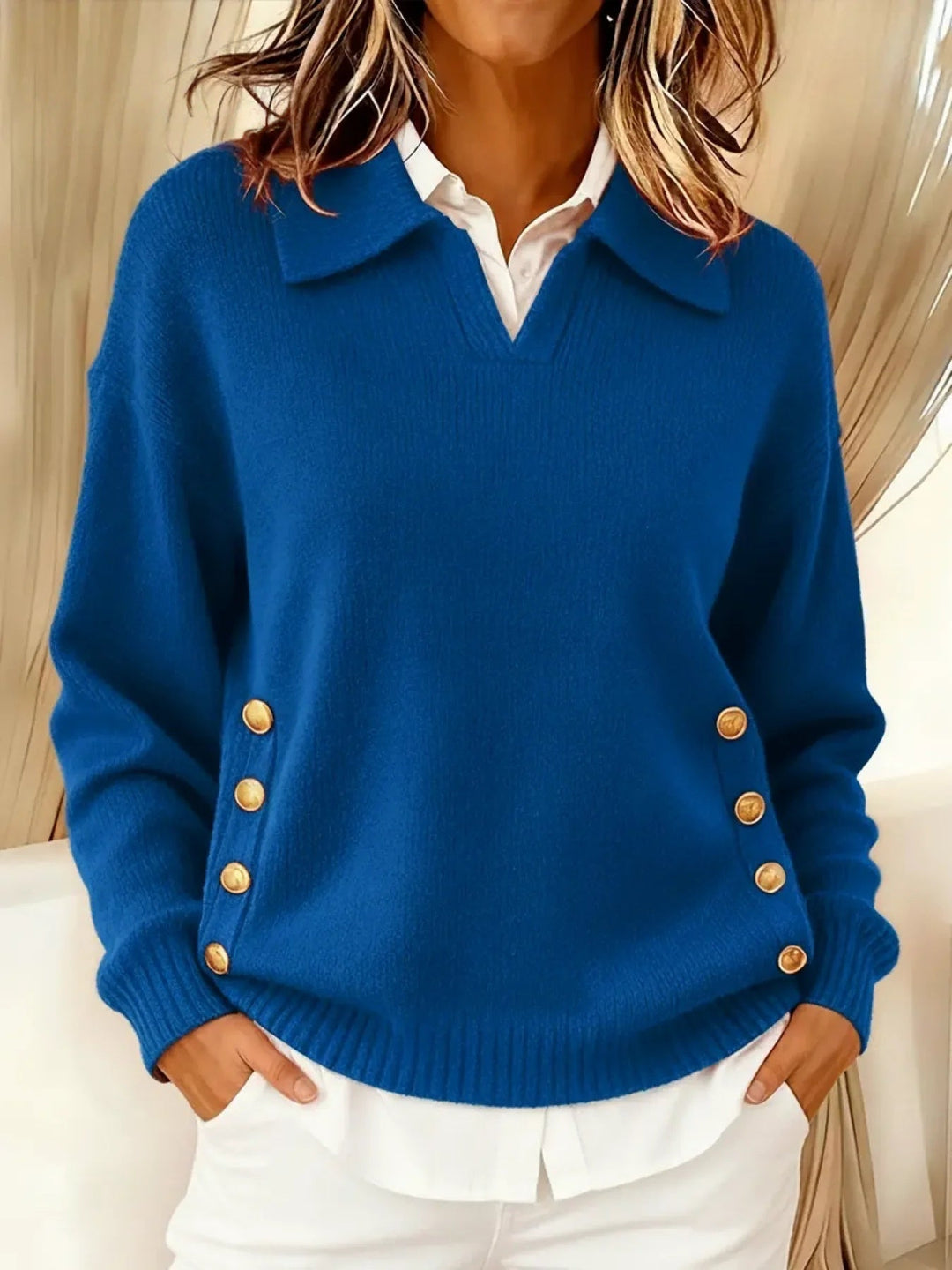 Rieke | Sweater with V-neck and Collar