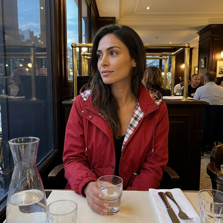 Clara - Hooded Check-Lined Rain Jacket