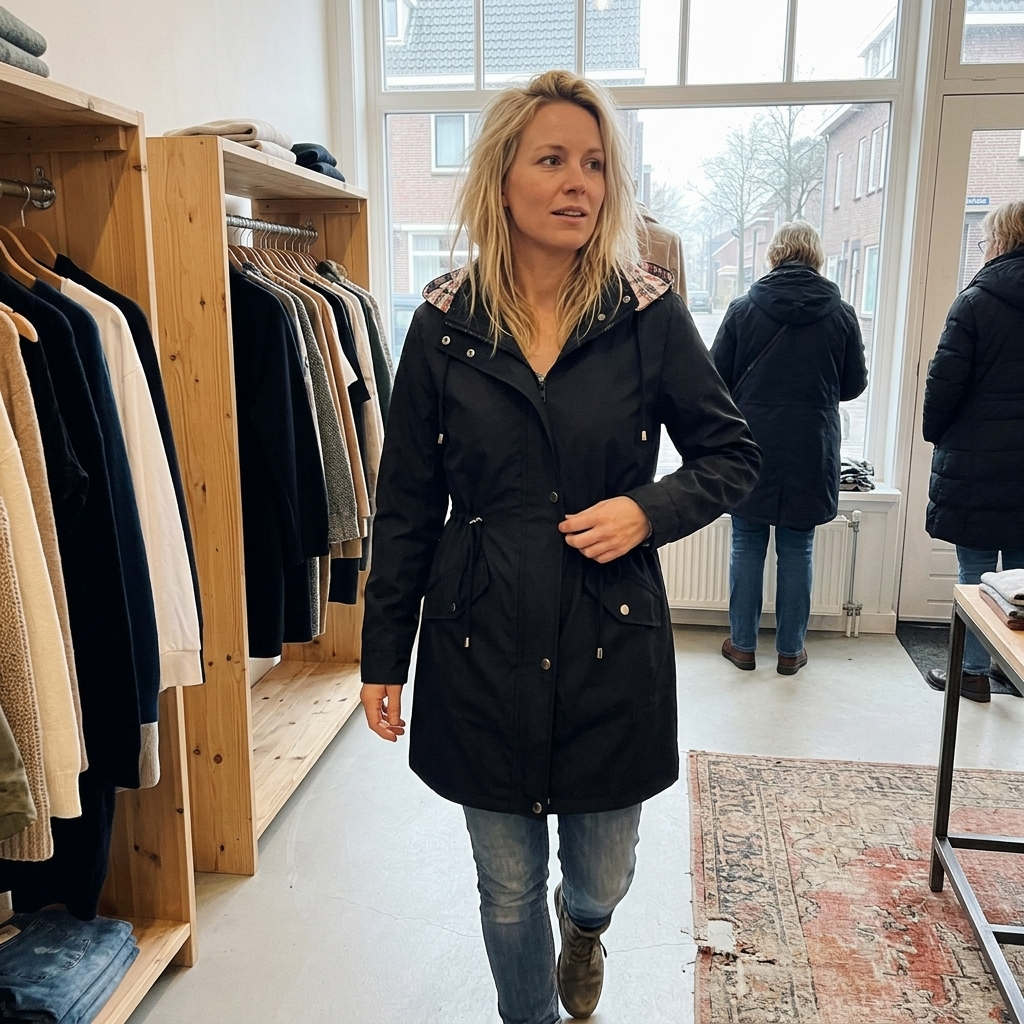 Hazel - Hooded Check-Lined Rain Jacket