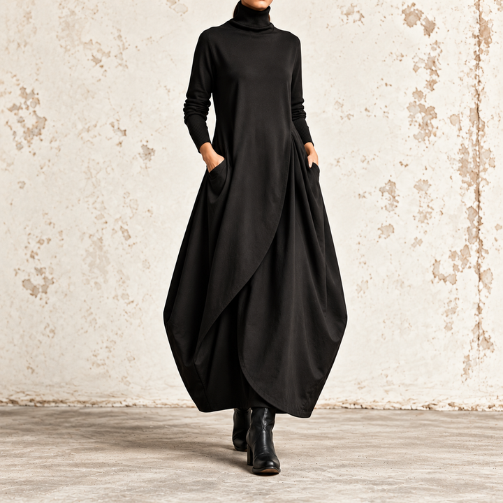 Lucrezia | Maxi Dress with High Neck and Wrap Skirt