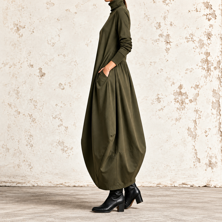 Lucrezia | Maxi Dress with High Neck and Wrap Skirt