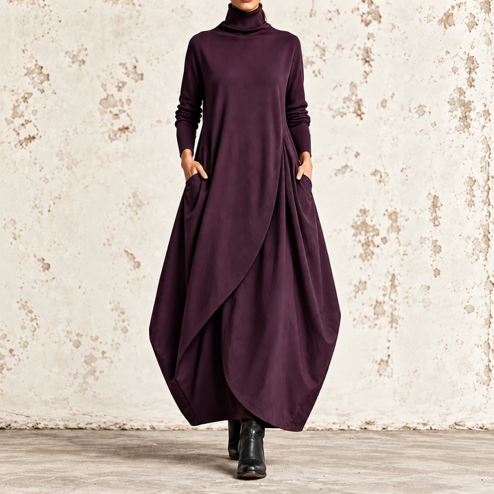 Lucrezia | Maxi Dress with High Neck and Wrap Skirt