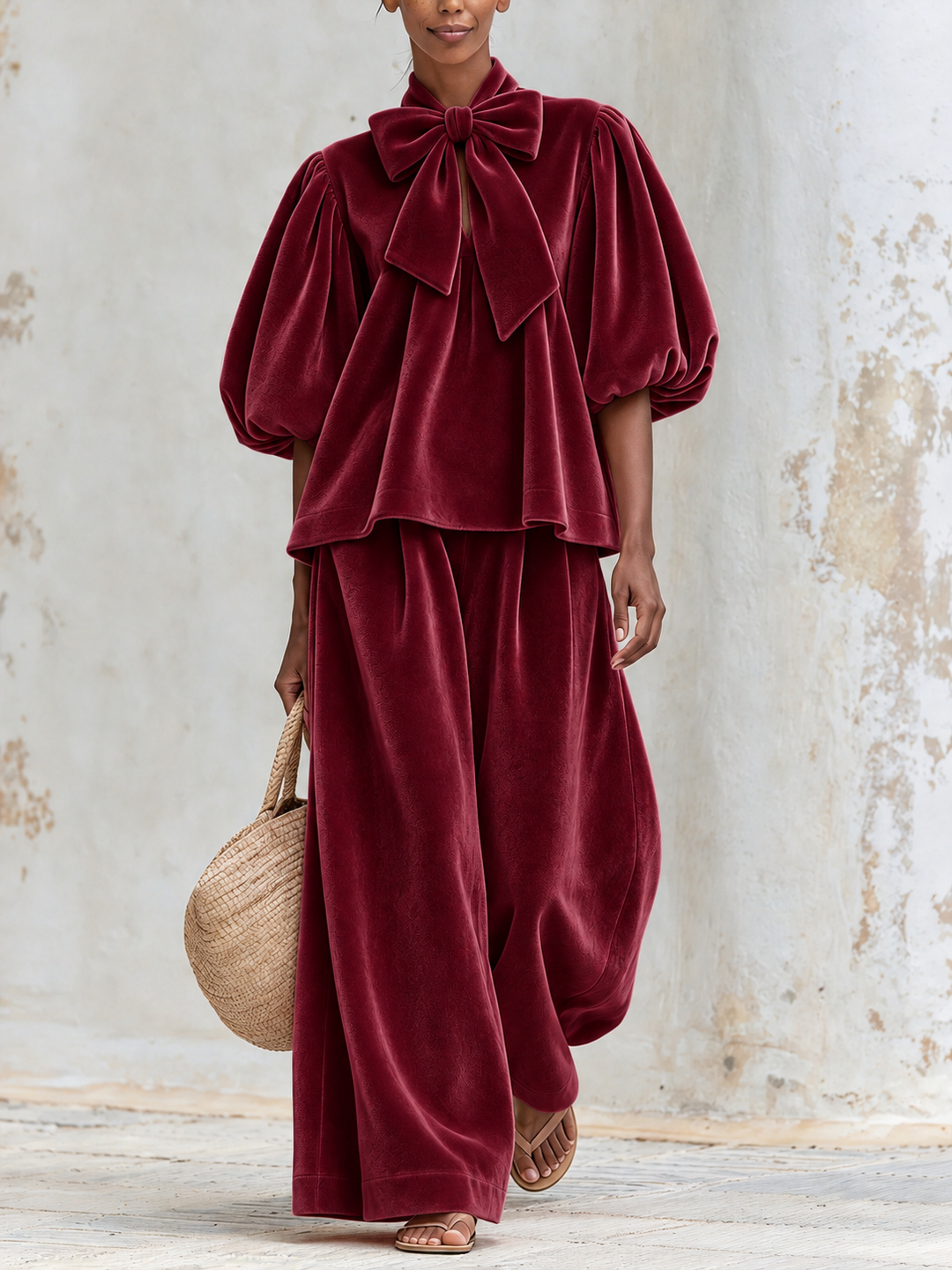 ROSALIA | Set with Bow and Wide Pants