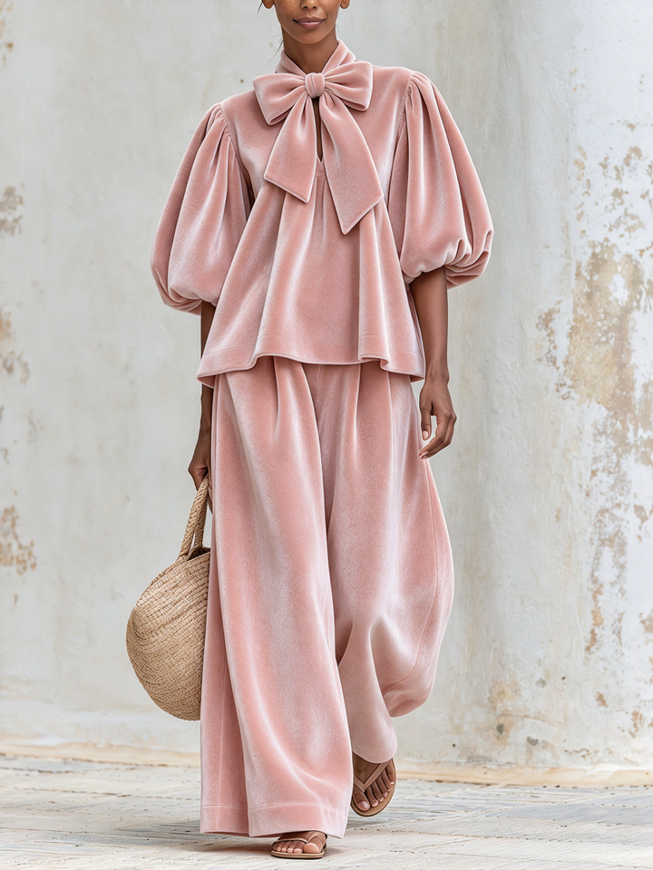 ROSALIA | Set with Bow and Wide Pants