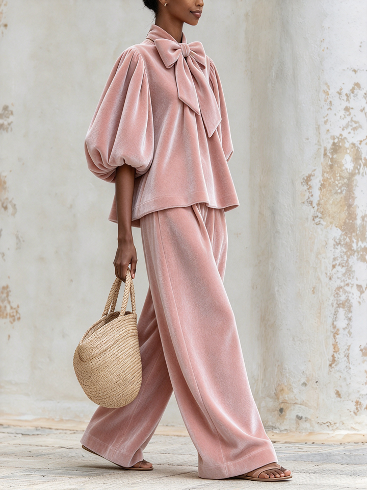 ROSALIA | Set with Bow and Wide Pants