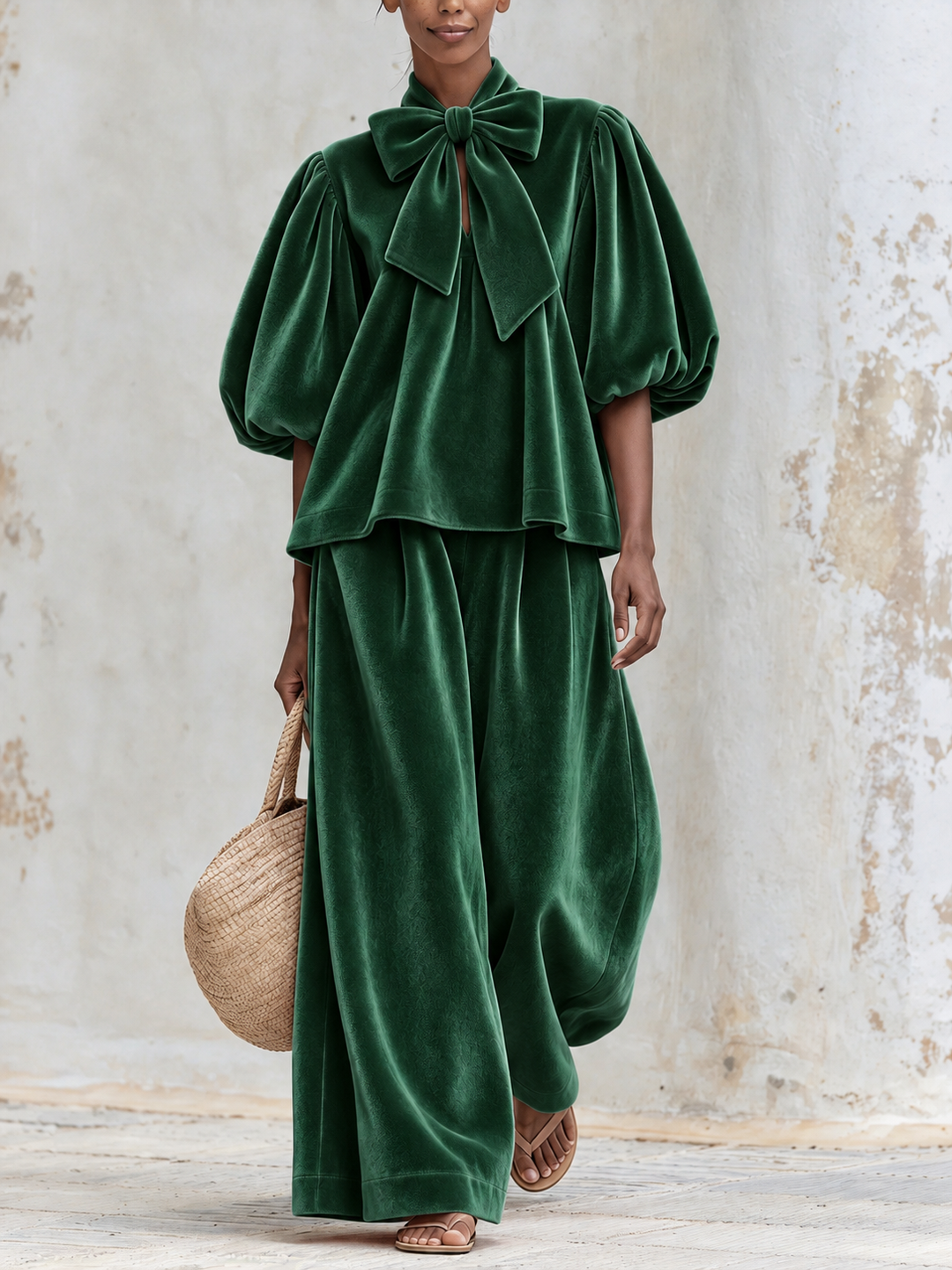 ROSALIA | Set with Bow and Wide Pants
