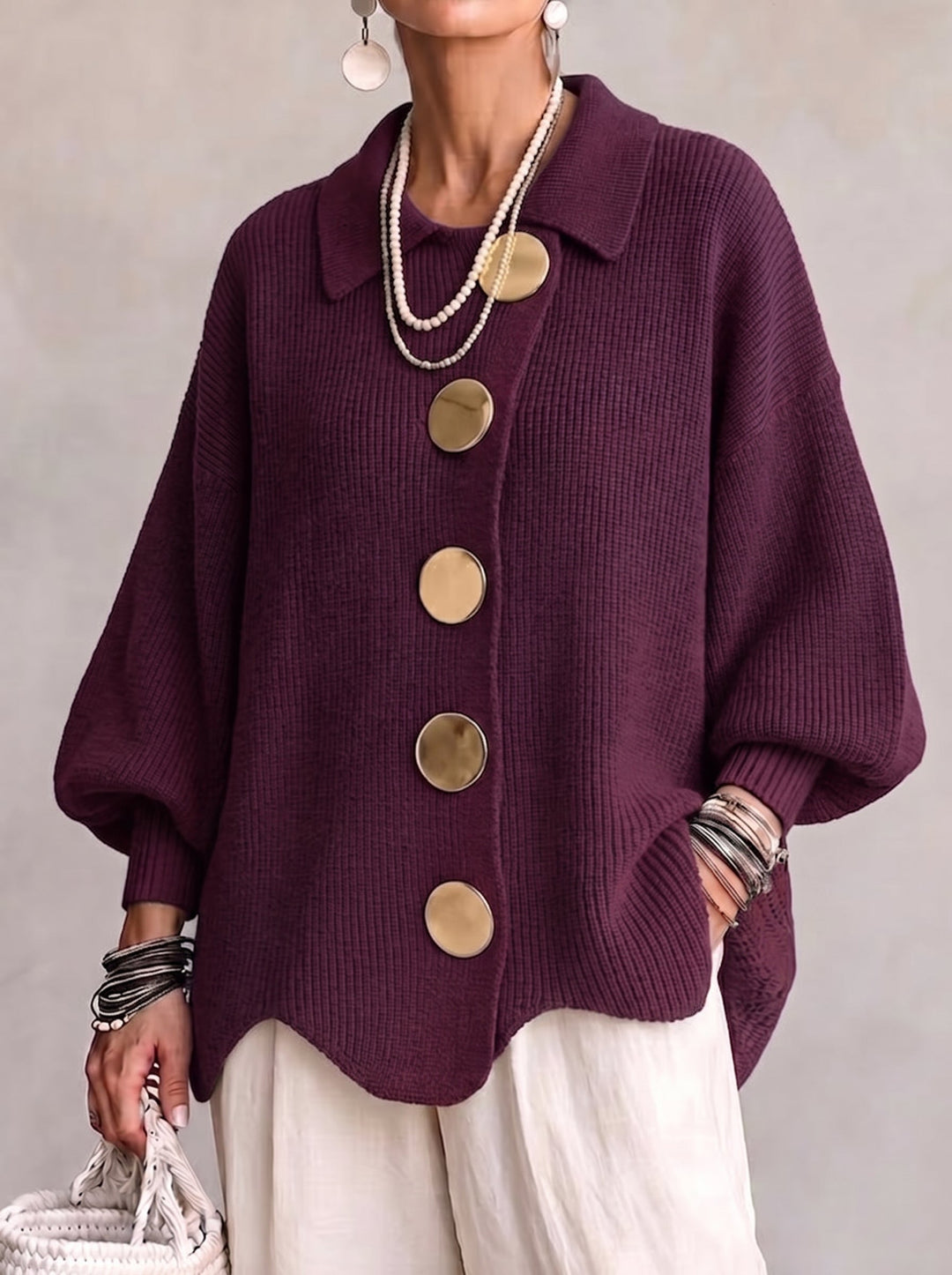 Ardelle™ | Oversized Cardigan with Collar