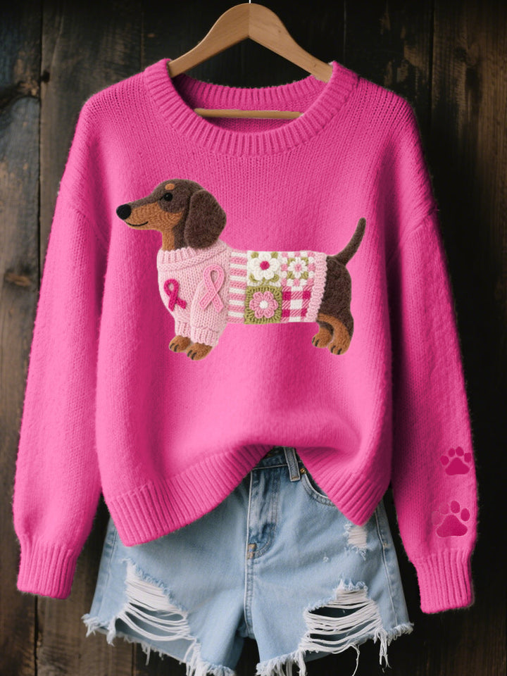 NINA | Embroidered dachshund knit sweater