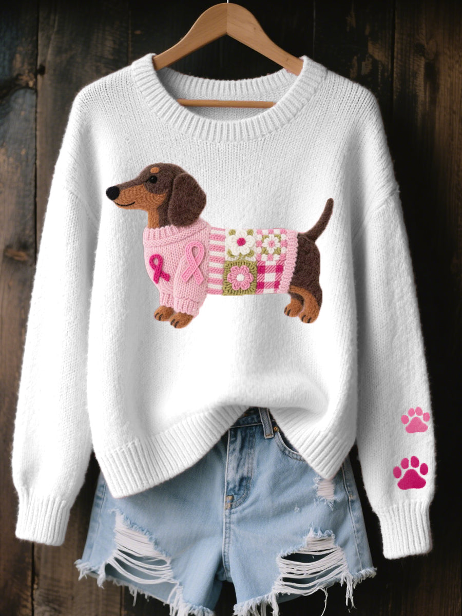 NINA | Embroidered dachshund knit sweater