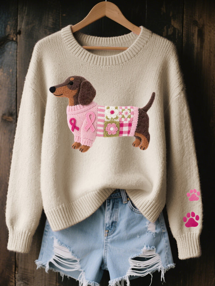NINA | Embroidered dachshund knit sweater