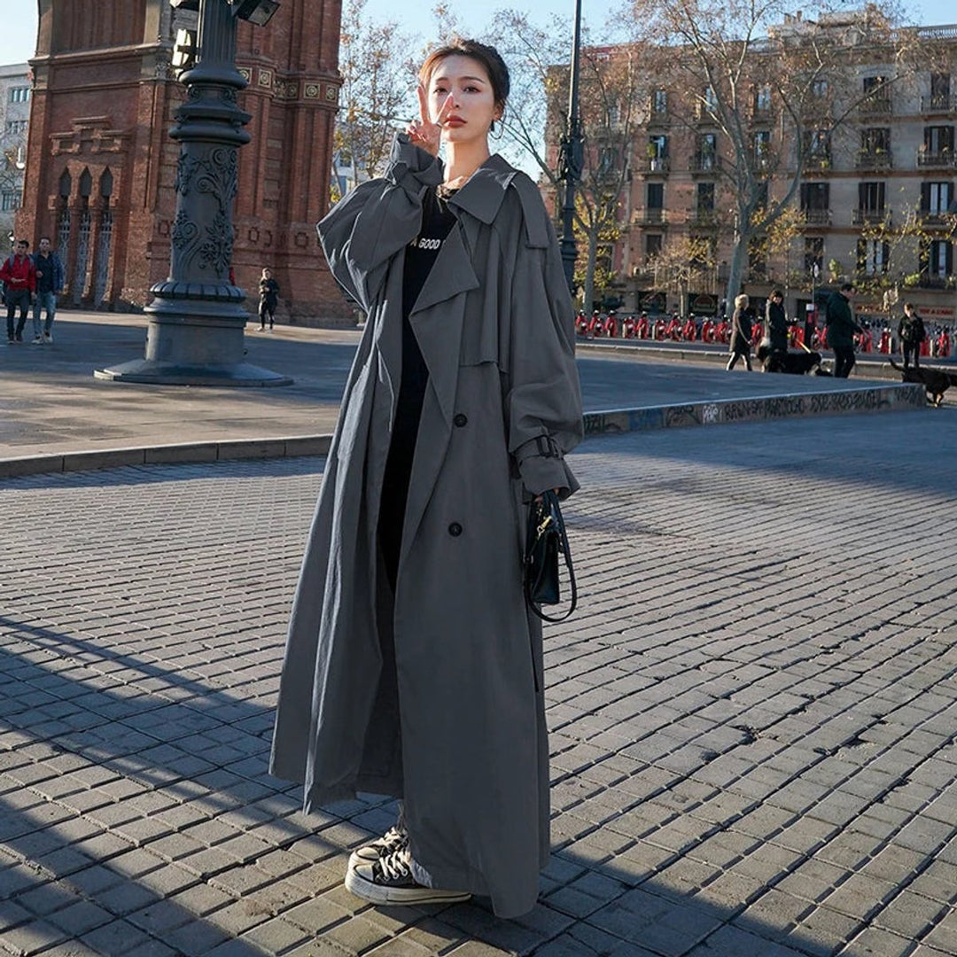 Edith | Oversized Double-Breasted Long Trench Coat